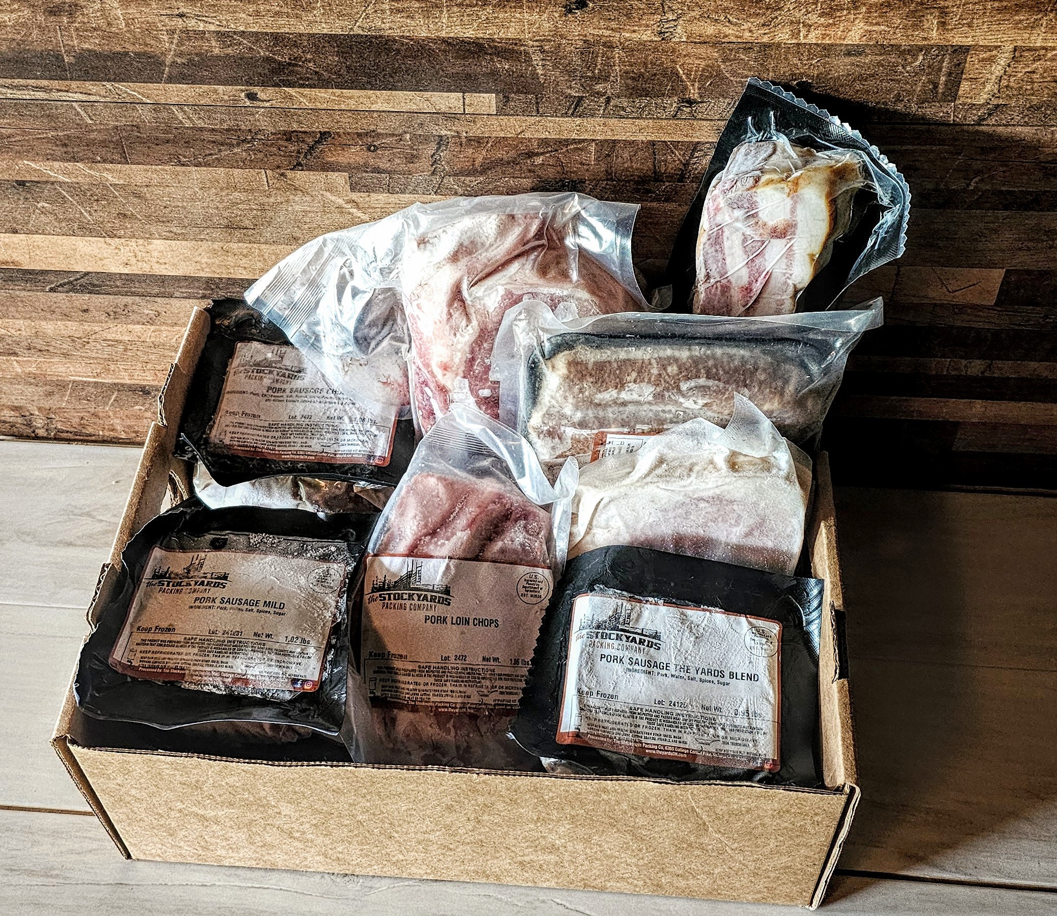 assortment of pork cuts